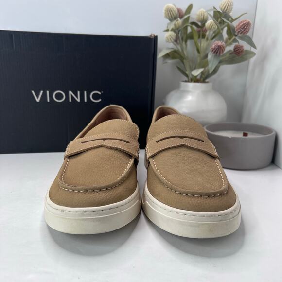 Vionic Thompson Slip-on Penny Loafers Casual Comfort Shoe Tan Men 8.5W Tried On - Picture 2 of 10
